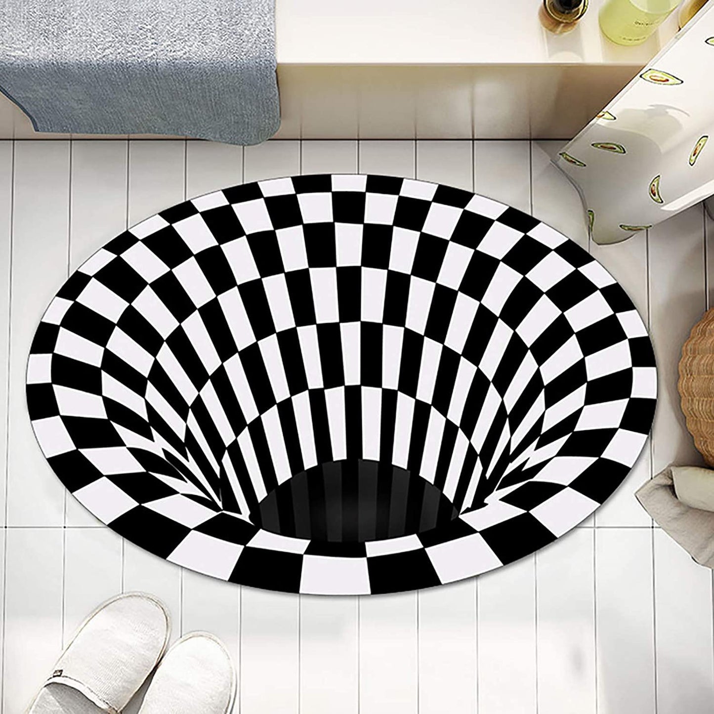 3D Space Round Carpet, Floor Mat Non-Woven Doormat (1 Pc / 78 Cm)